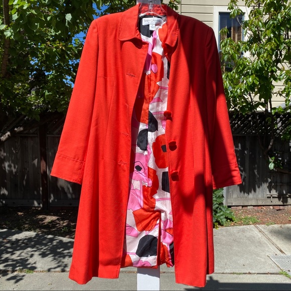Sara Campbell Petites Red Orange Long Coat Size 6 - Picture 1 of 5